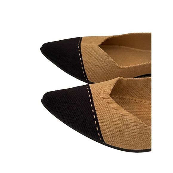 Rothys Womens Brown Black Classic Pointed Toe Camel Cap Ballet Flats Size 8W - Picture 8 of 12